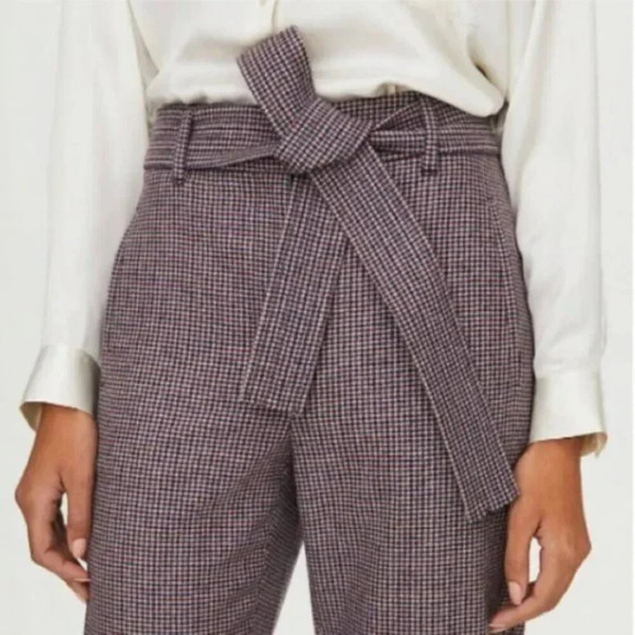 Aritzia Wilfred The New Tie-Front Wool Cashmere Jallade Pant Eliot Plaid Size 4 - Picture 3 of 9